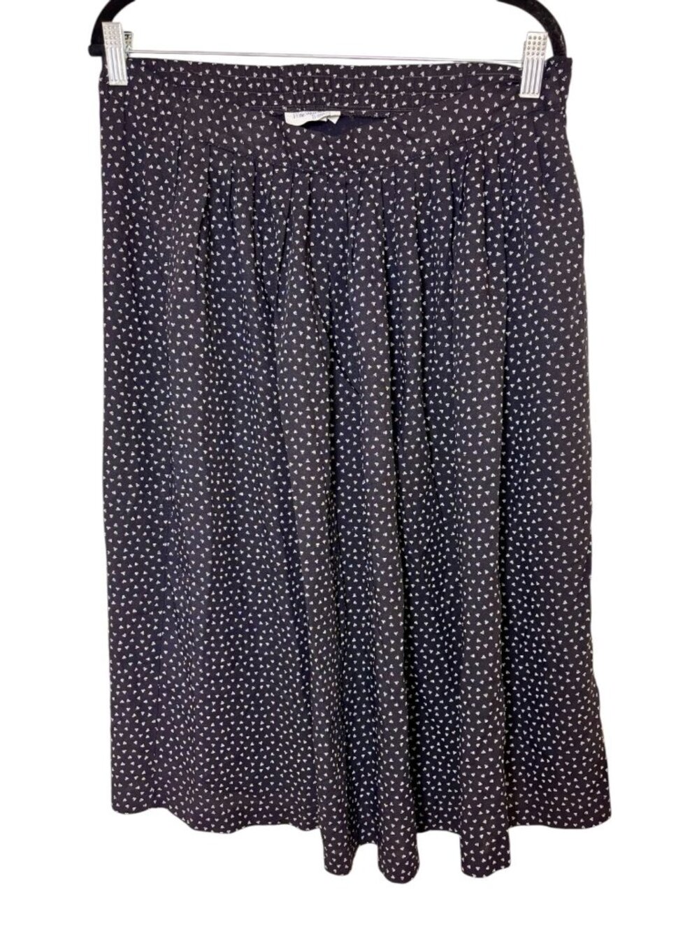 Vintage 80s Petites by Fundamental Things Black White Triangle Midi Skirt XL